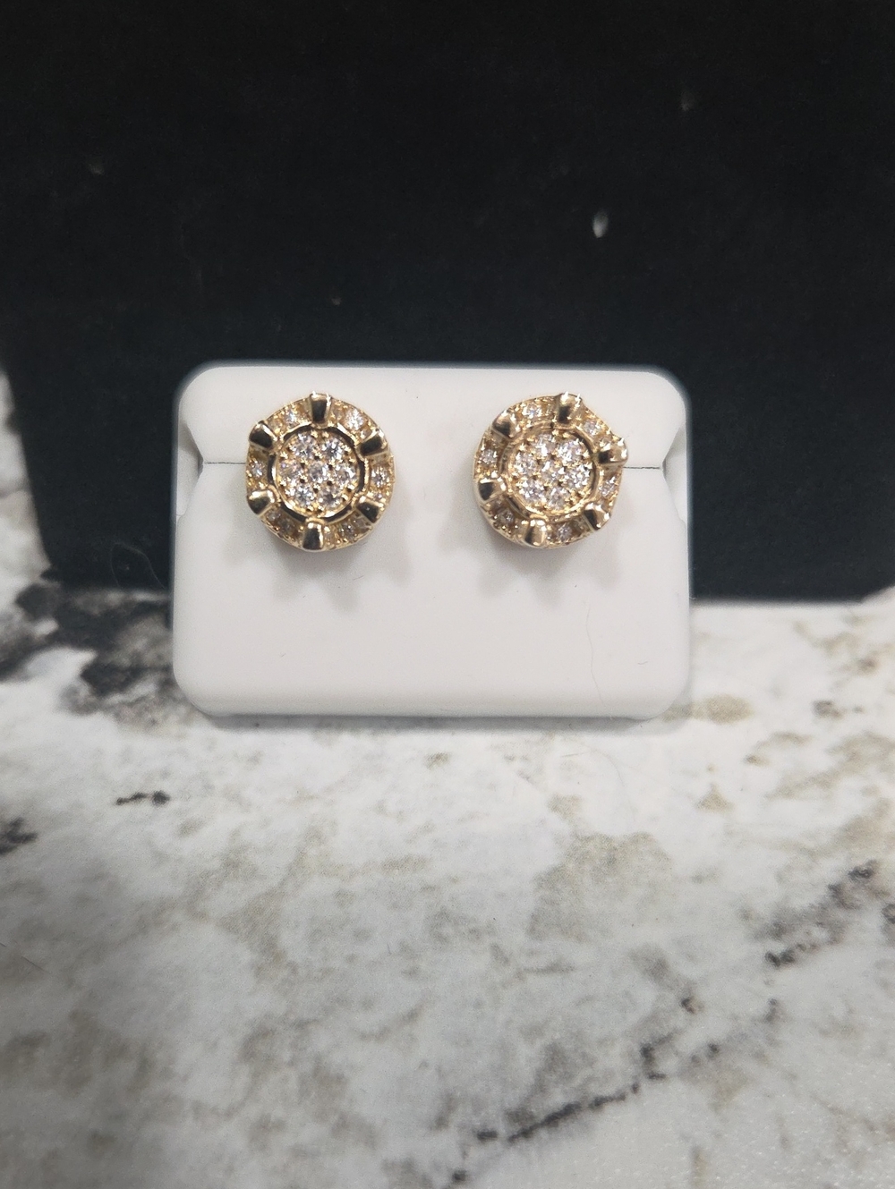 925 Silver Gold Overlay Moissanite Screw Back Earings Unisex